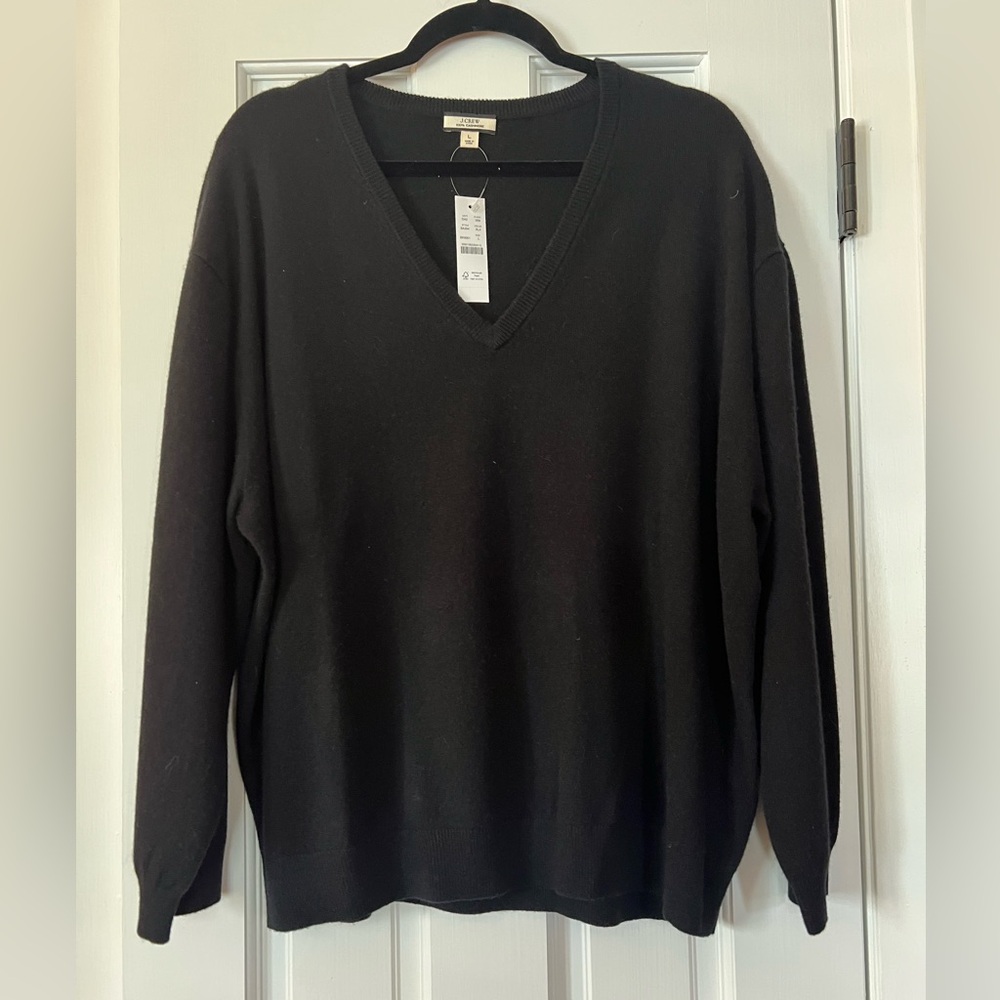 J. CREW Cashmere Relaxed V-Neck Sweater  L  (Oversized) NWT